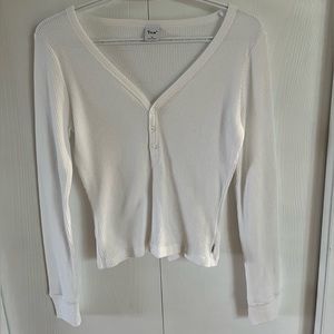 TNA Cropped Waffle Henley Long Sleeve